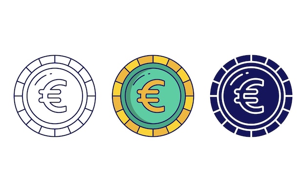 Vector icono de vector de moneda de euro