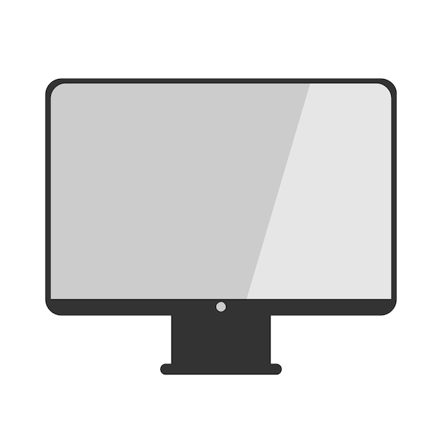 Vector icono de un vector de monitor en un fondo gris