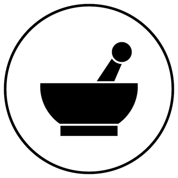 El icono del vector de mortero se puede utilizar para el conjunto de iconos de farmacia