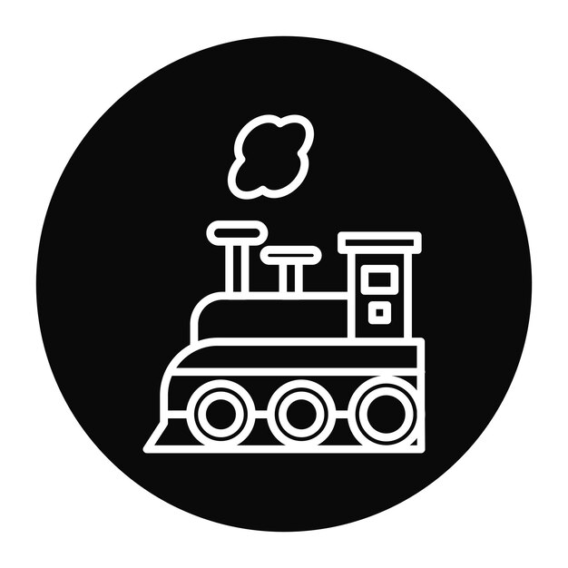 El icono del vector del motor de vapor se puede utilizar para el conjunto de iconos del ferrocarril