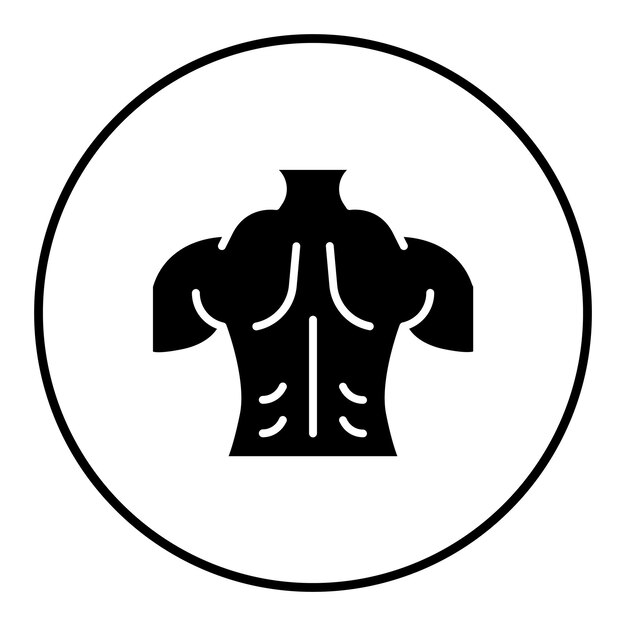 El icono del vector muscular de la espalda se puede usar para el conjunto de iconos del gimnasio