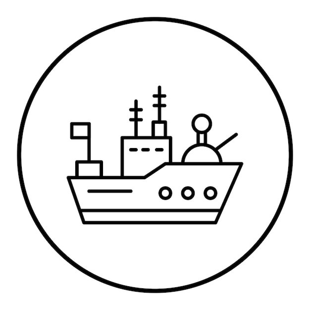 El icono del vector de la nave del ejército se puede usar para el conjunto de iconos militares