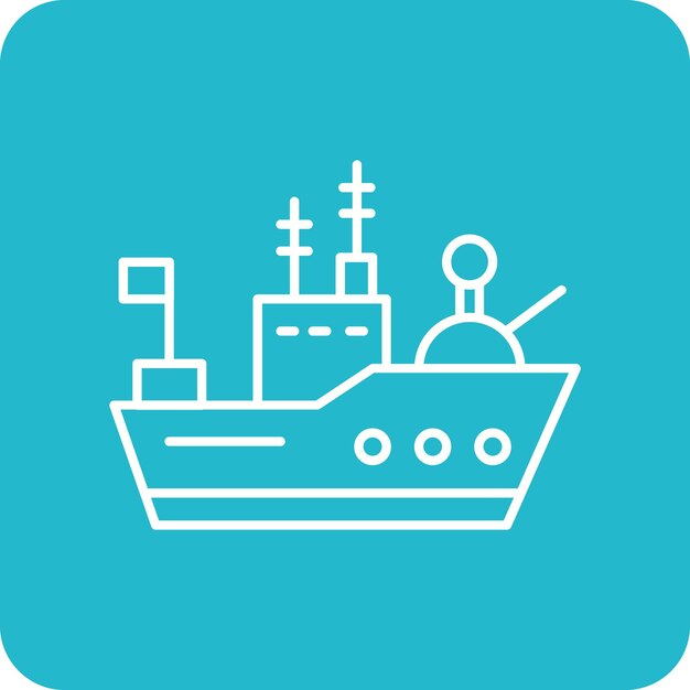 El icono del vector de la nave del ejército se puede usar para el conjunto de iconos militares