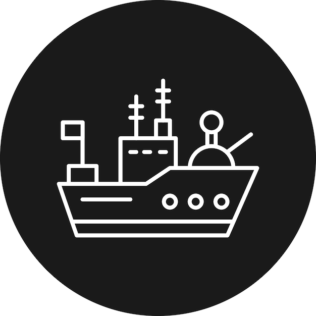 El icono del vector de la nave del ejército se puede usar para el conjunto de iconos militares