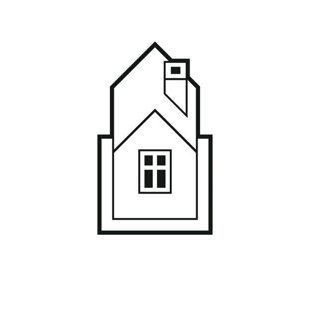 Icono de vector de negocio simple de bienes raíces aislado sobre fondo blanco, representación de casa abstracta. Símbolo de promotor inmobiliario, signo conceptual mejor para su uso en publicidad.