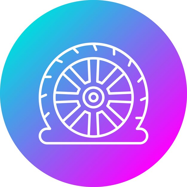 El icono del vector de neumático plano se puede utilizar para el conjunto de iconos de reparación de automóviles