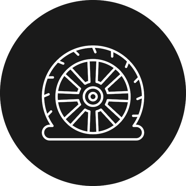 El icono del vector de neumático plano se puede utilizar para el conjunto de iconos de reparación de automóviles