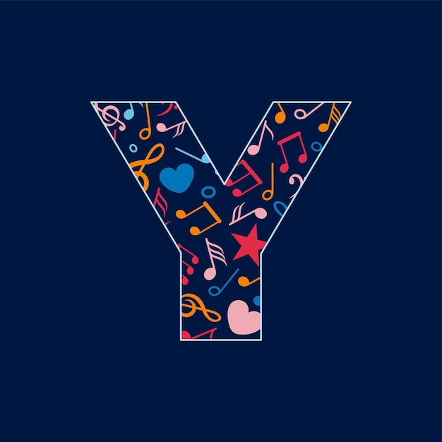 Vector icono de vector de nota musical en letras del alfabeto a todo color y