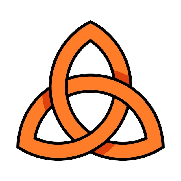 Icono de vector de nudo celta triquetra naranja y negro