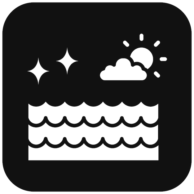 El icono de vector de océano limpio se puede usar para el conjunto de iconos del Día de la Tierra