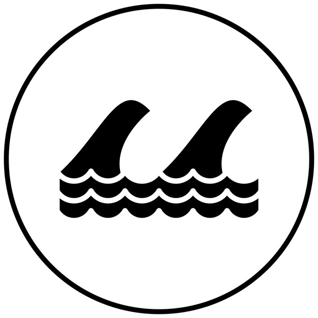 El icono del vector de olas se puede usar para el conjunto de iconos de la línea costera