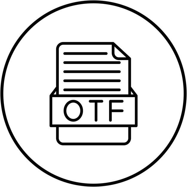 El icono del vector OTF se puede utilizar para el conjunto de iconos de formatos de archivo