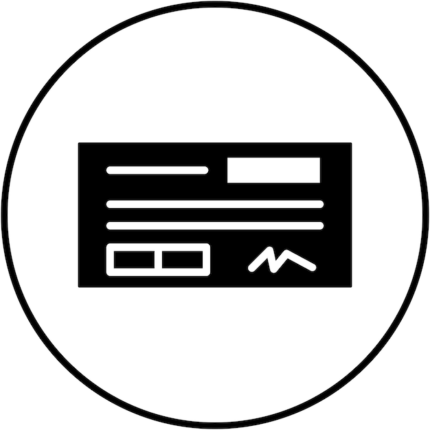El icono del vector de pago del cheque se puede utilizar para el conjunto de iconos de compras y comercio electrónico