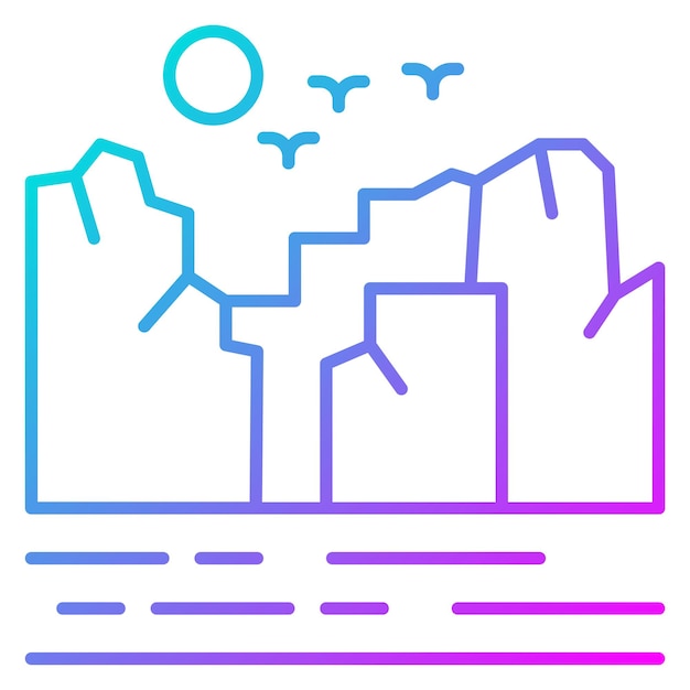 El icono del vector de paisaje de la bahía se puede usar para el conjunto de iconos de paisajes