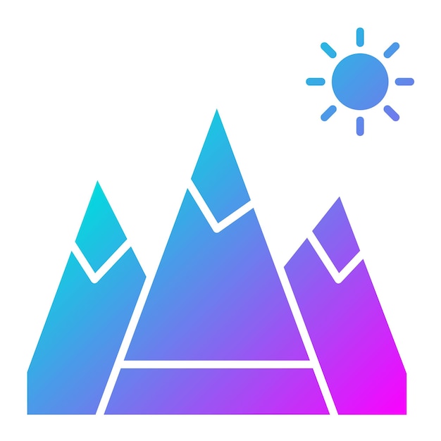 El icono del vector de paisaje de las montañas se puede utilizar para el conjunto de iconos de paisajes
