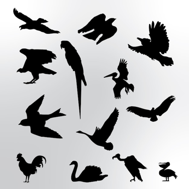 Vector icono de vector de pájaro, animal, alas, elemento, sobre un fondo gris.