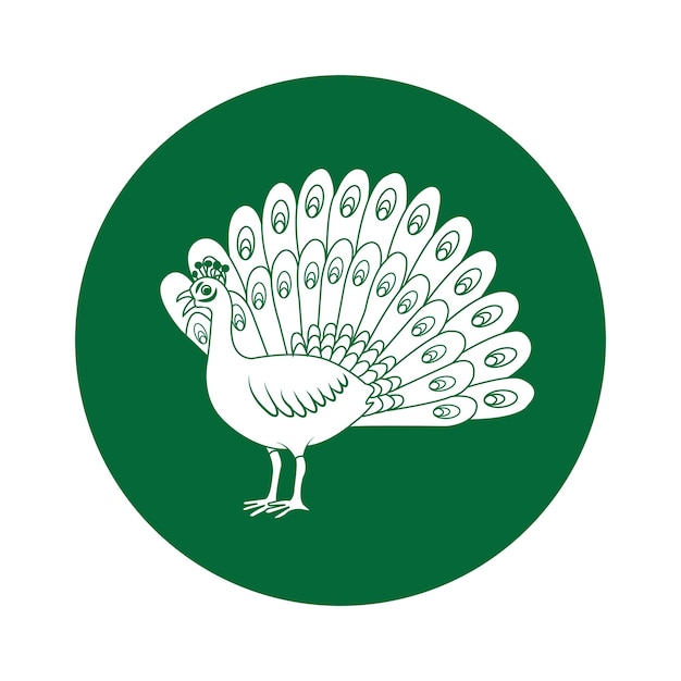 Icono de vector de pájaro pavo real