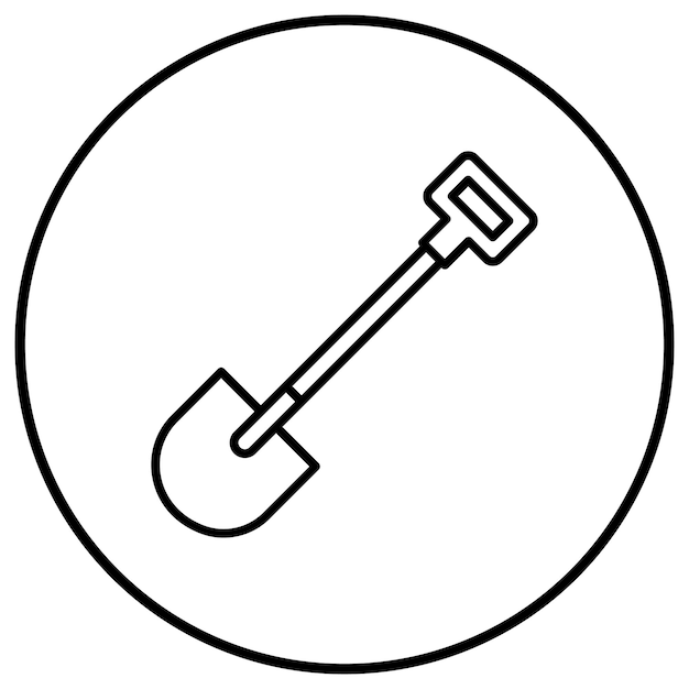 El icono del vector de la pala se puede usar para el conjunto de iconos de la aldea