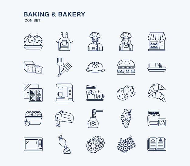 Icono de vector de panadería y panadería