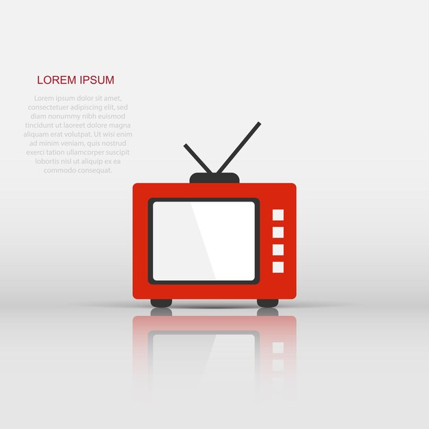 Icono de vector de pantalla de TV retro en estilo plano Ilustración de televisión antigua sobre fondo blanco aislado Concepto de negocio de pantalla de TV