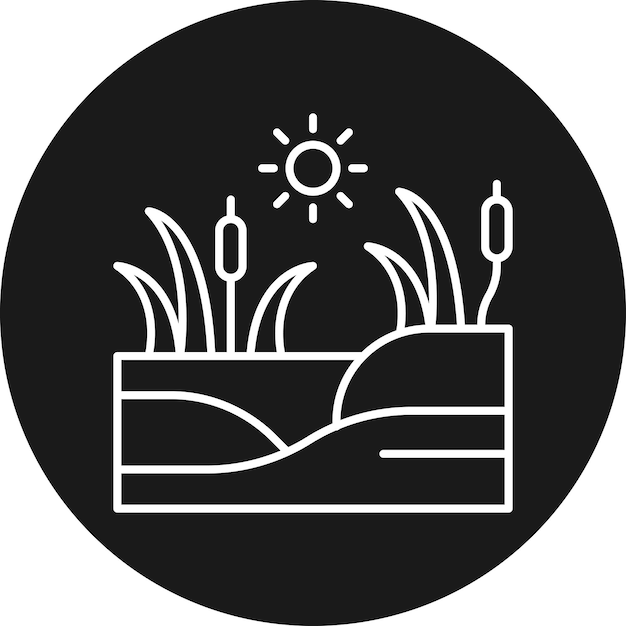 El icono del vector del pantano se puede usar para el conjunto de iconos de paisajes