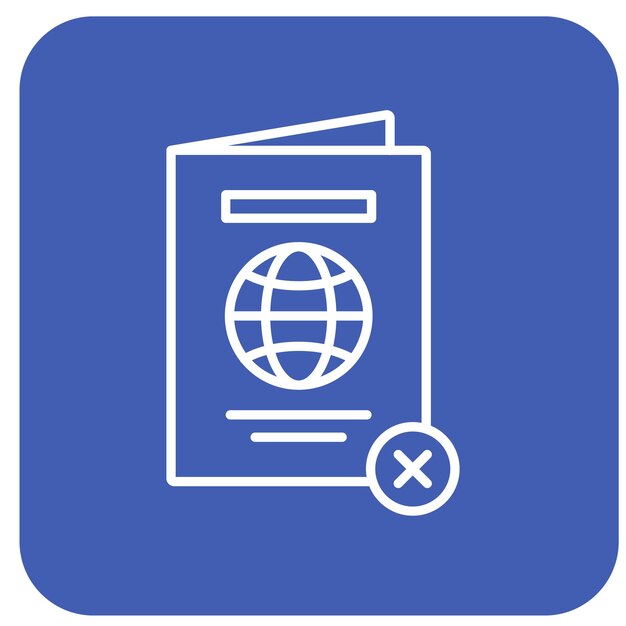 El icono del vector de pasaporte rechazado se puede utilizar para el conjunto de iconos de inmigración
