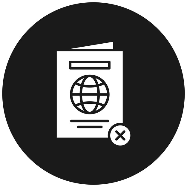 El icono del vector de pasaporte rechazado se puede utilizar para el conjunto de iconos de inmigración
