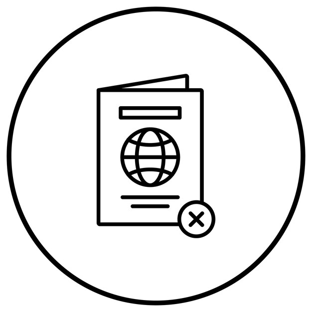 El icono del vector de pasaporte rechazado se puede utilizar para el conjunto de iconos de inmigración