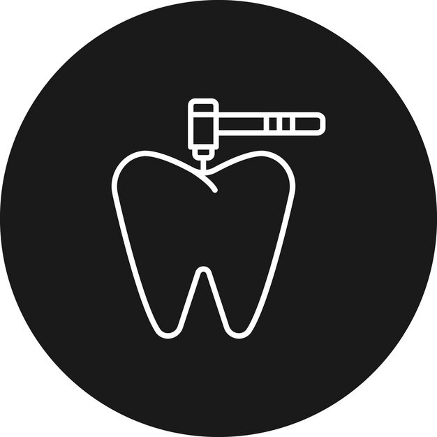 El icono del vector de perforación dental se puede utilizar para el conjunto de iconos de cuidado dental
