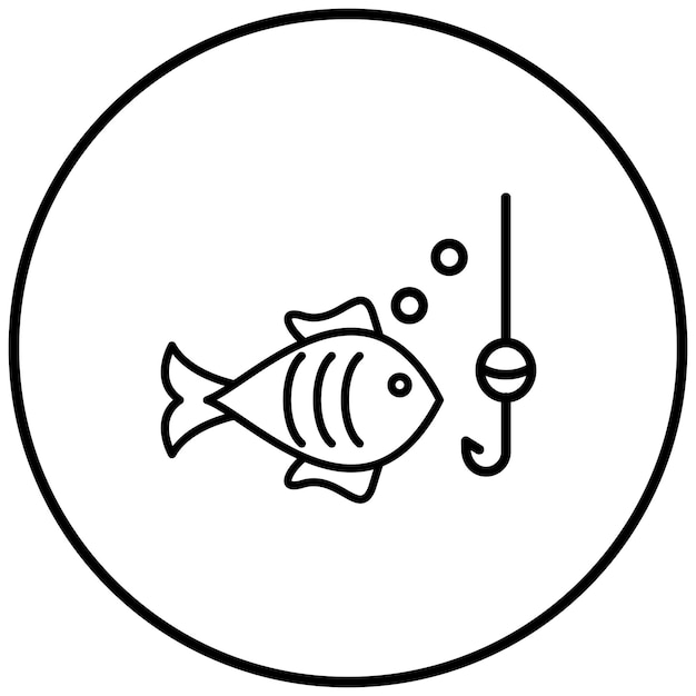 El icono del vector de pesca se puede usar para el conjunto de iconos de Beach Resort