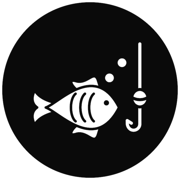 El icono del vector de pesca se puede usar para el conjunto de iconos de Beach Resort