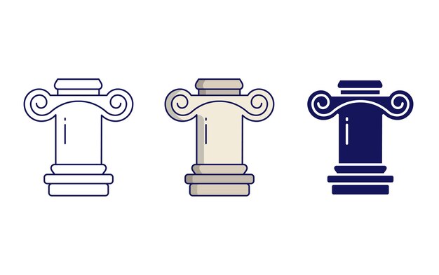 Icono de vector de pilar griego iónico