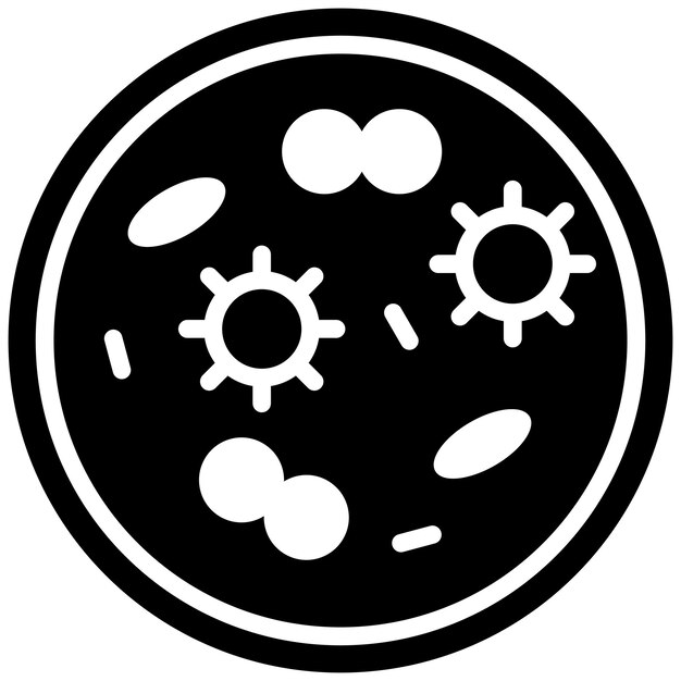 El icono del vector de la placa de Petri de bacterias se puede utilizar para el conjunto de iconos de enfermedades infecciosas