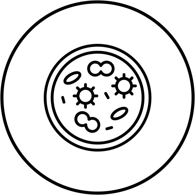 El icono del vector de la placa de Petri de bacterias se puede utilizar para el conjunto de iconos de enfermedades infecciosas