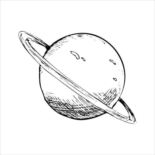 Icono de vector de planeta dibujado a mano Doodle de diseño plano Saturno