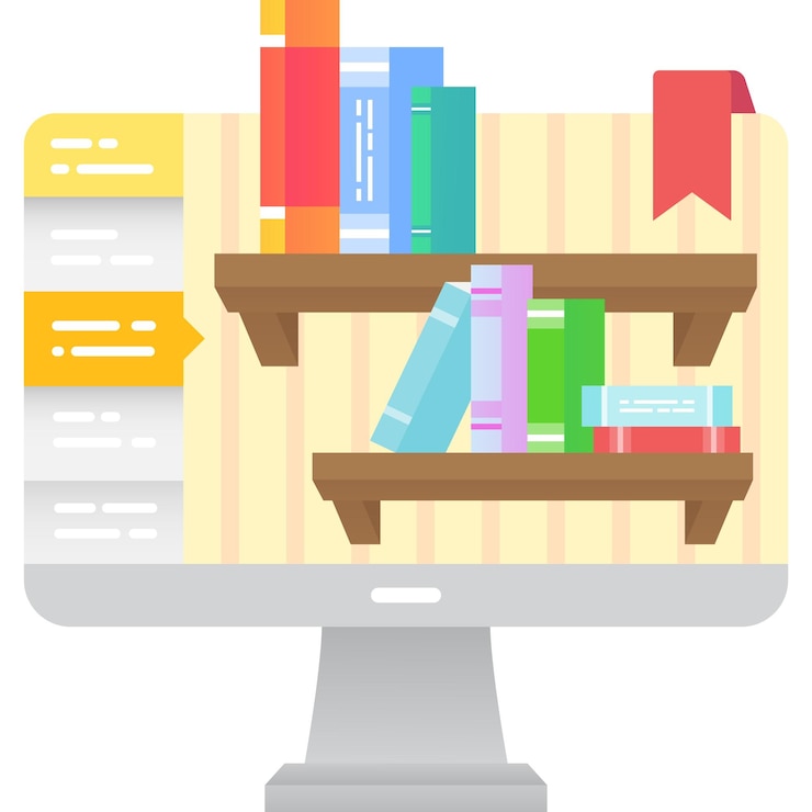 Vector icono de vector plano de archivo de memorias de biblioteca digital