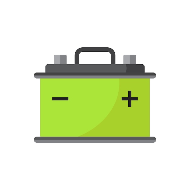 Icono de vector plano de batería de coche aislado sobre fondo blanco Ilustración de energía de batería de acumulador automático