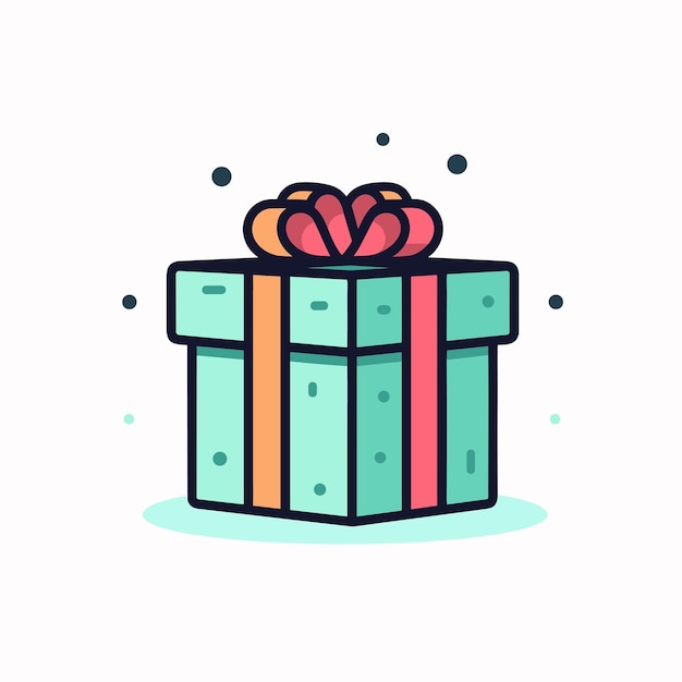 Icono de vector plano una caja de regalo bellamente envuelta con un lazo festivo en la parte superior