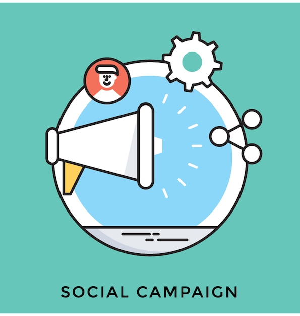 Icono de vector plano de campaña social