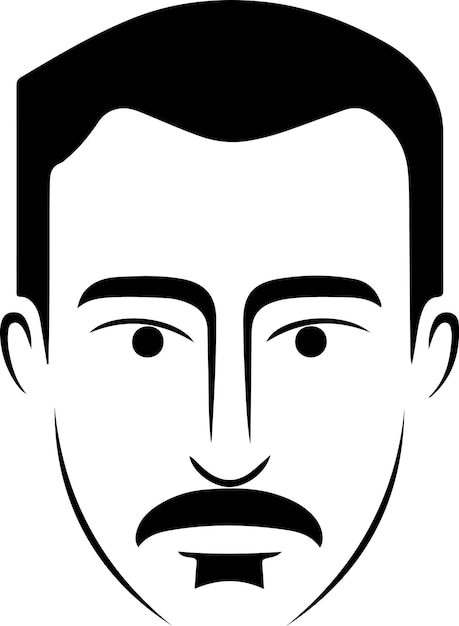 Vector icono de vector plano de cara de hombre cabeza de hombre simple avatar en blanco y negro