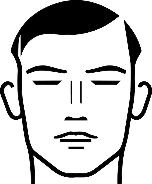 Icono de vector plano de cara de hombre Cabeza de hombre simple avatar en blanco y negro