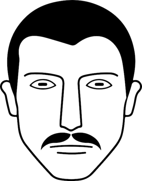 Icono de vector plano de cara de hombre Cabeza de hombre simple avatar en blanco y negro