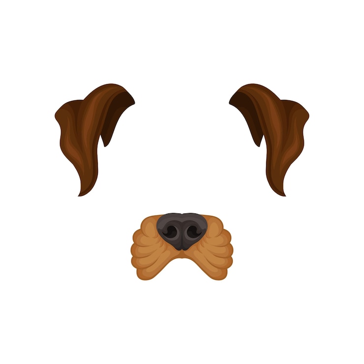 Vector icono de vector plano detallado de orejas y nariz de perro marrón máscara de animal doméstico diseño para aplicación móvil selfie foto decoración