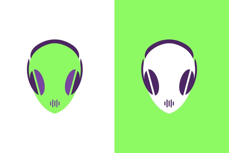 Icono de vector plano DJ Alien
