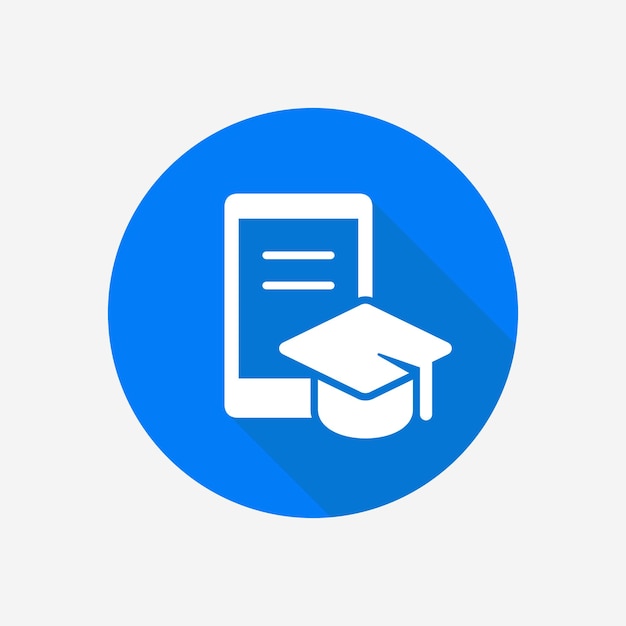 Icono de vector plano de educación en línea Icono de aplicación móvil de educación en Internet