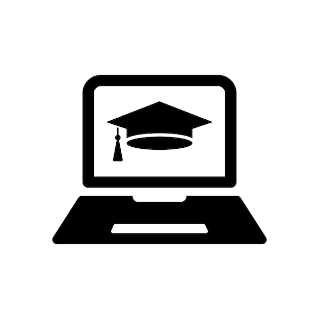 Icono de vector plano de la educación en línea