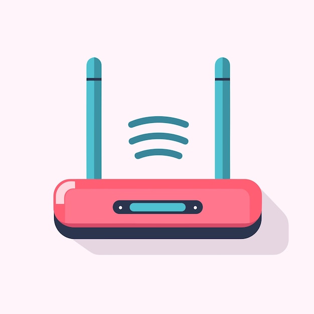 Icono de vector plano un enrutador rosa con dos antenas una adición moderna y elegante a cualquier hogar u oficina