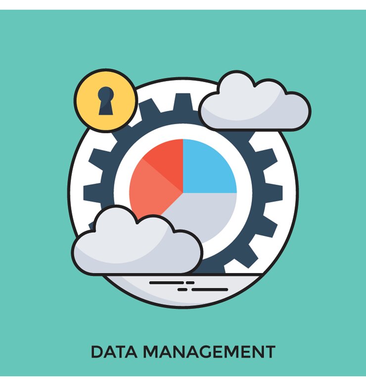 Vector icono de vector plano de gestión de datos