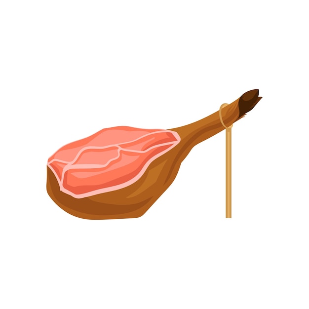 Icono de vector plano de jamón manjar nacional de españa jamón seco comida tradicional española elemento para cartel o menú