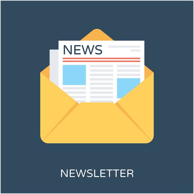 Icono de vector plano de newsletter